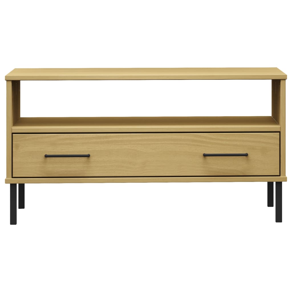 Mesa centro c/ pernas de metal 85x50x45cm oslo madeira castanho