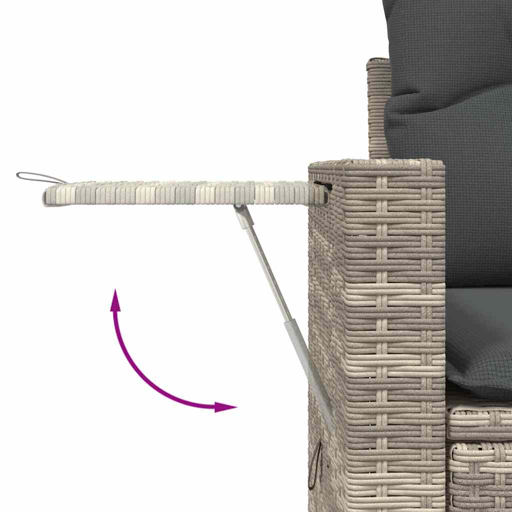 8 Pcs conj. sofás jardim c/ almofadões vime PE cinzento-claro