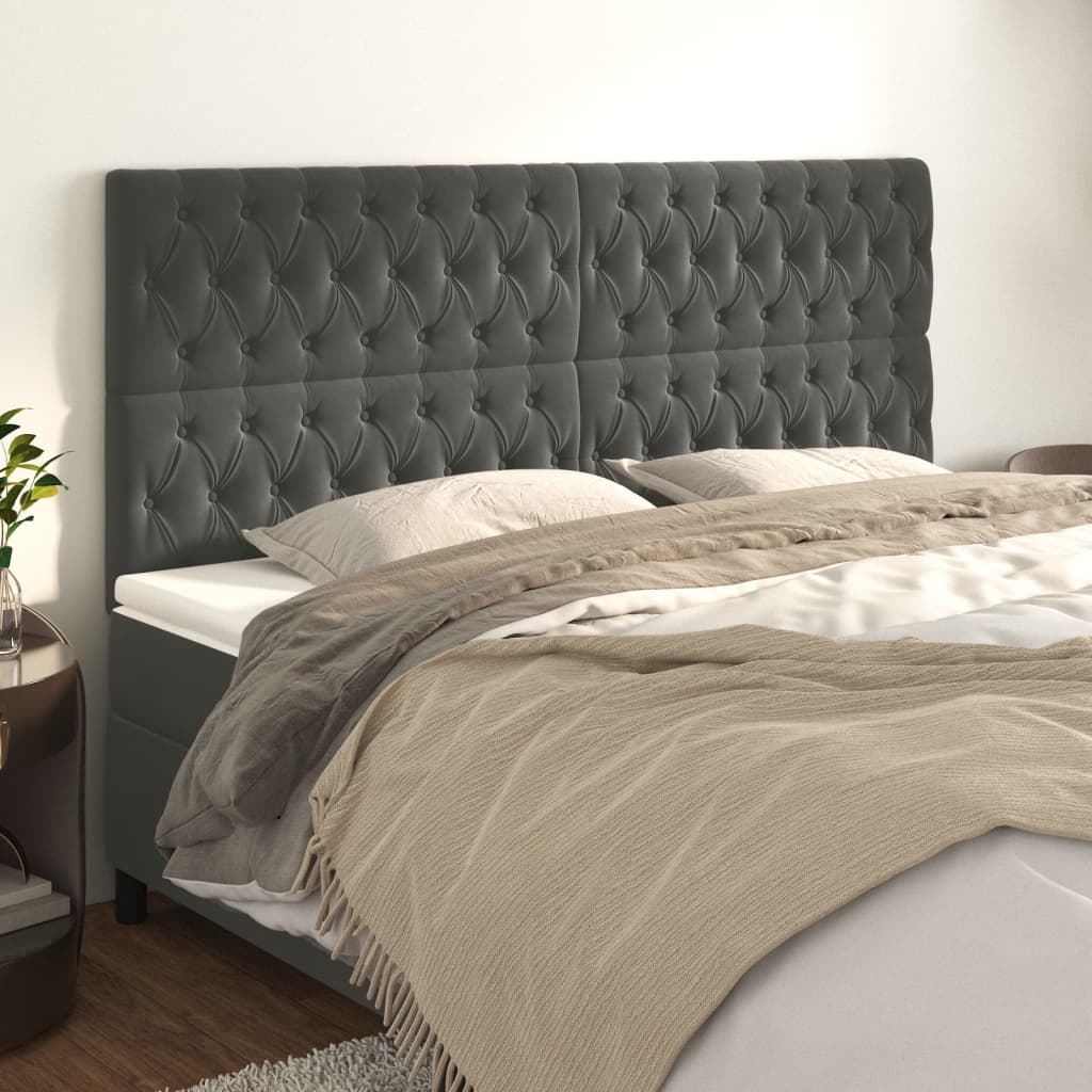 Cabeceira cinza escuro 180x7x118/128 cm veludo