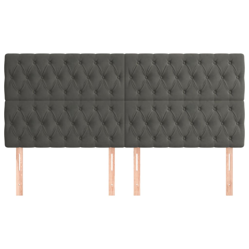 Cabeceira cinza escuro 180x7x118/128 cm veludo