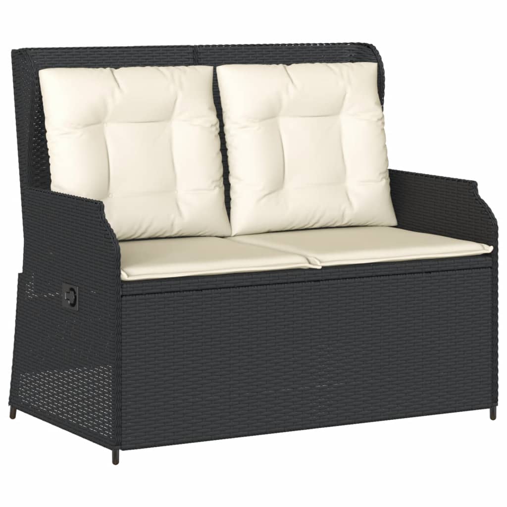 3 Pcs conjunto lounge de jardim c/ almofadões vime PE preto
