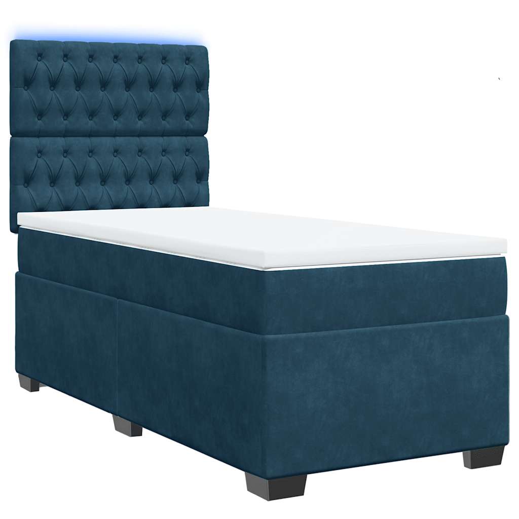 Cama boxspring com colchão 80x200 cm veludo azul