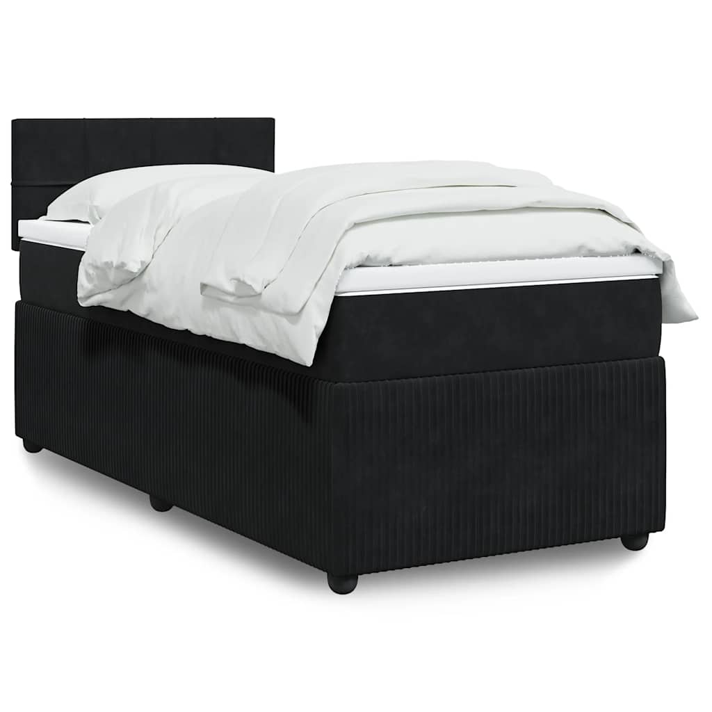 Cama com molas/colchão 90x190 cm veludo preto