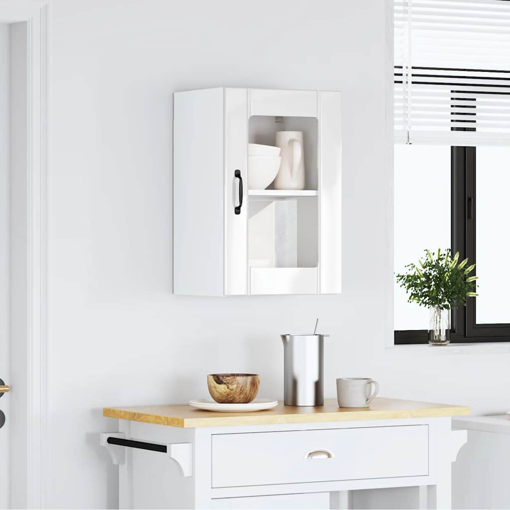 Armário de parede cozinha porta vidro lucca branco brilhante