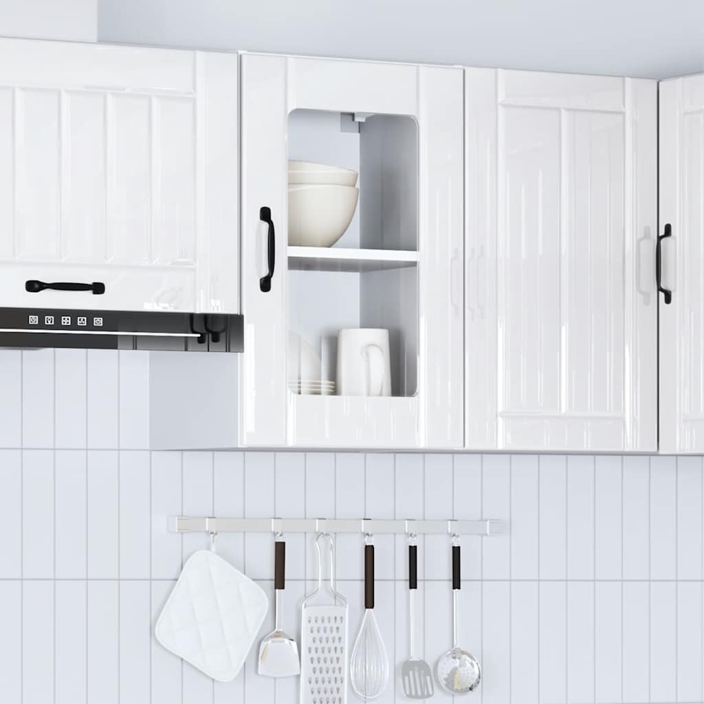 Armário de parede cozinha porta vidro lucca branco brilhante