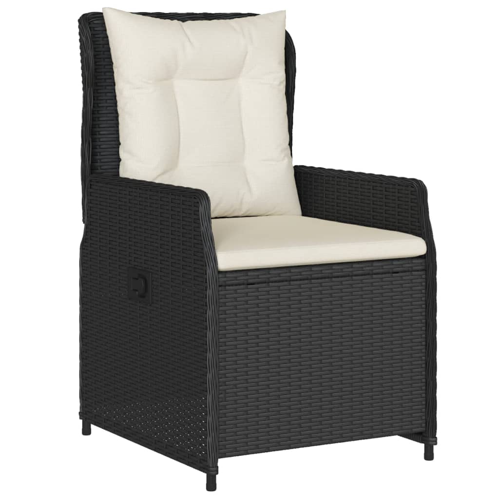 3 Pcs conjunto de bistrô com almofadões vime PE preto