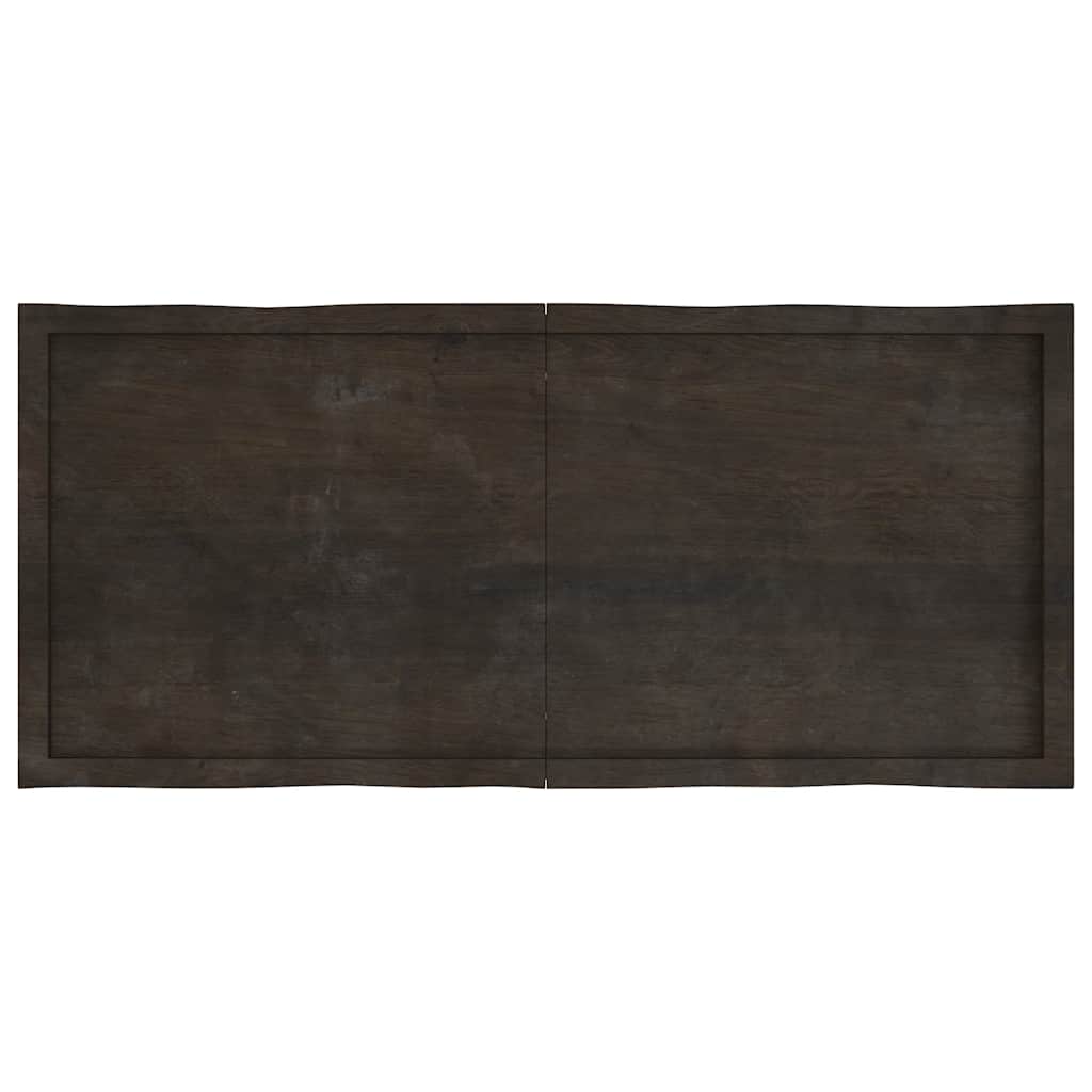 Tampo de mesa com bordas vivas maciço tratado castanho-escuro