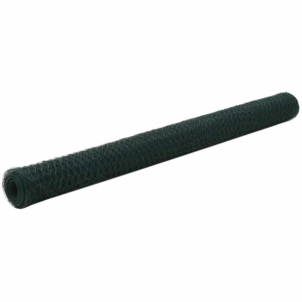 Cerca arame galinheiro 25x1,5 m aço c/ revestimento PVC verde