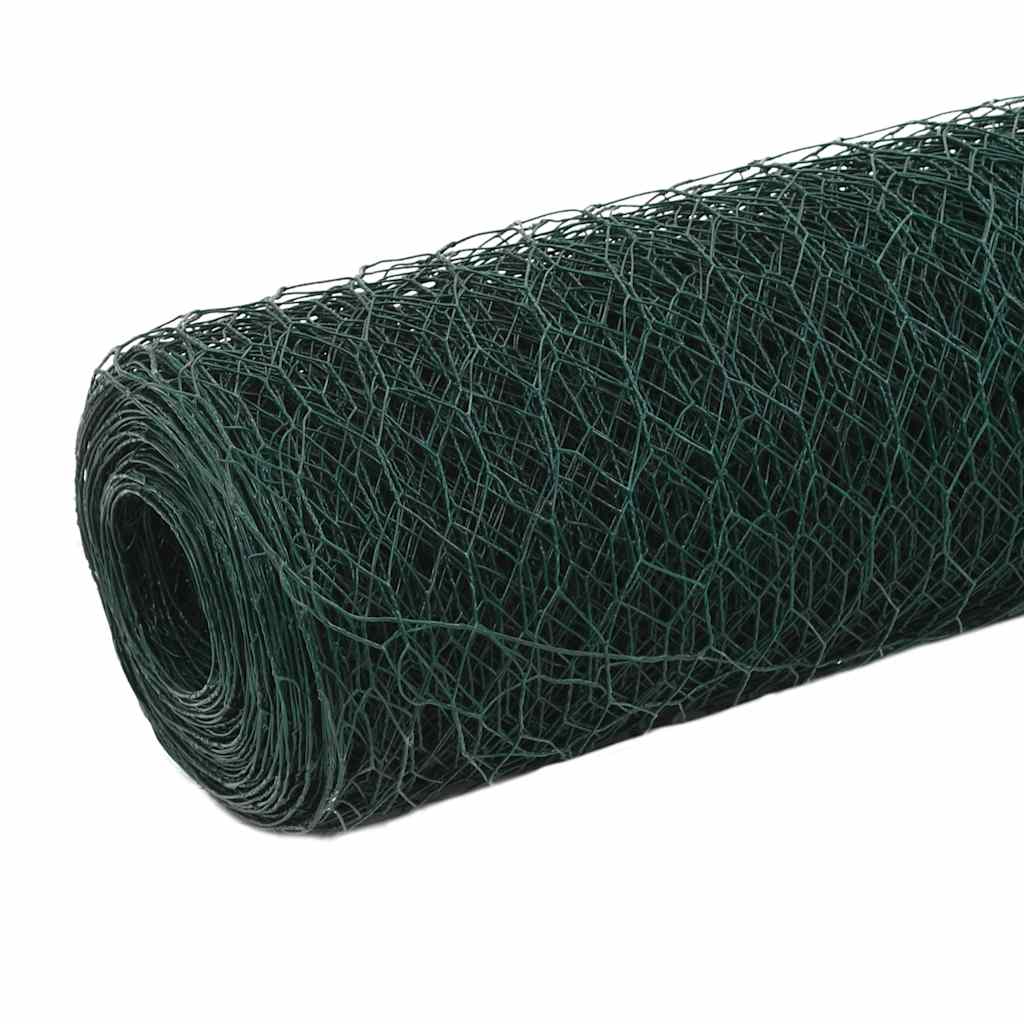 Cerca arame galinheiro 25x1,5 m aço c/ revestimento PVC verde