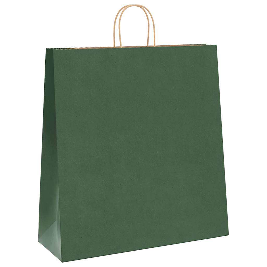 Sacos de papel 250 unid com alças verde 45x17x48 cm