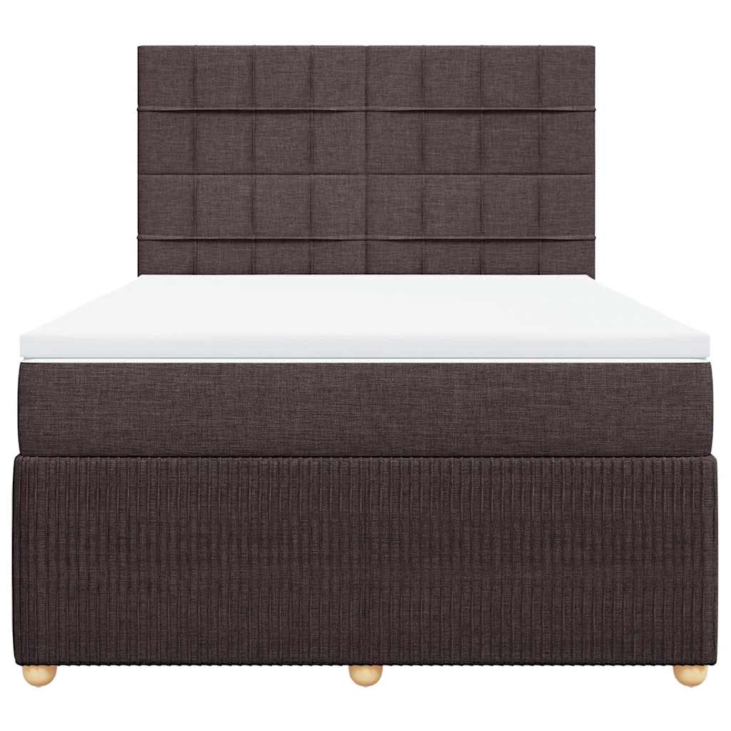 Cama com molas/colchão 140x190 cm tecido castanho-escuro