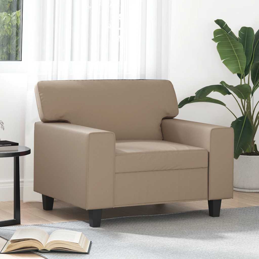 Poltrona 60 cm couro artificial cappuccino