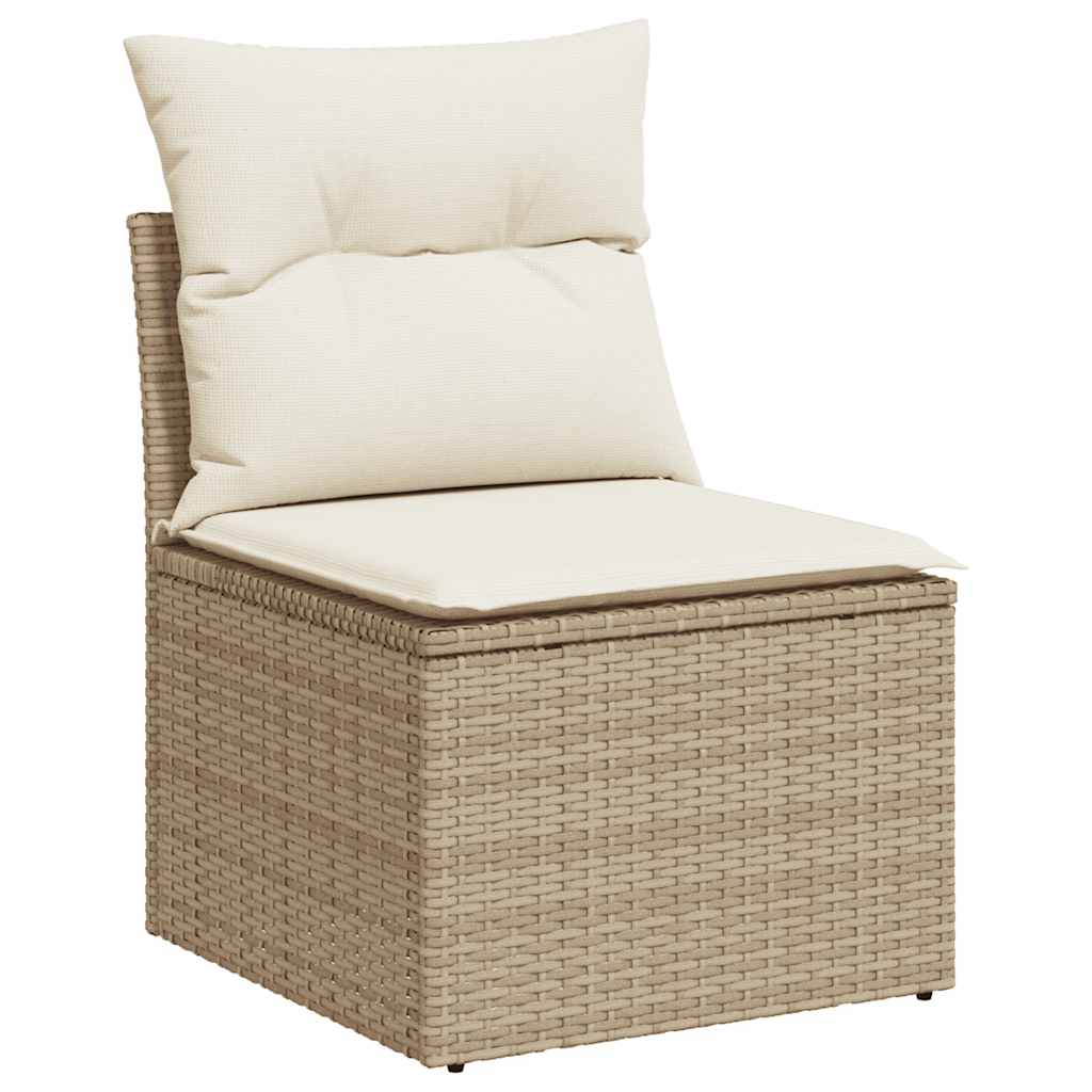 10 Pcs conjunto de sofás p/ jardim com almofadões vime PE bege