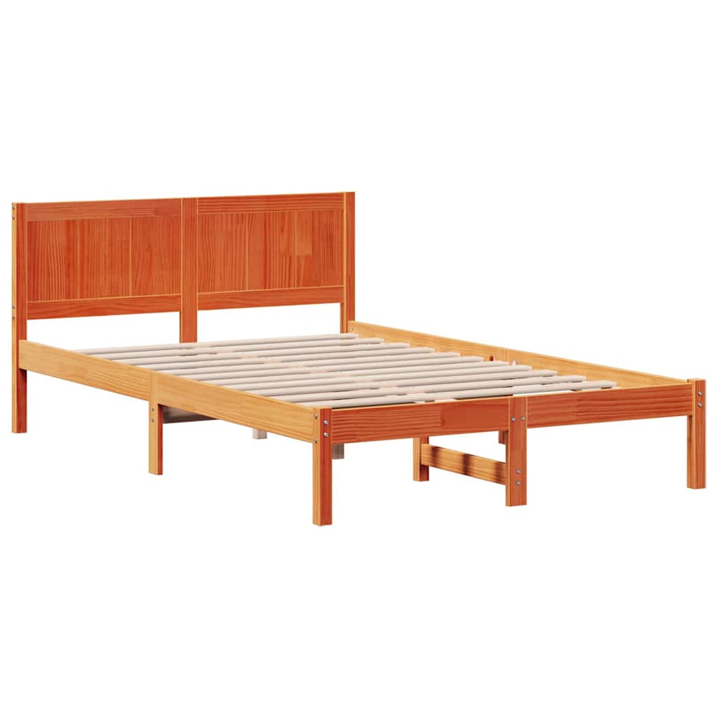 Estrutura da cama castanho 135 x 190 cm madeira de pinho maciça