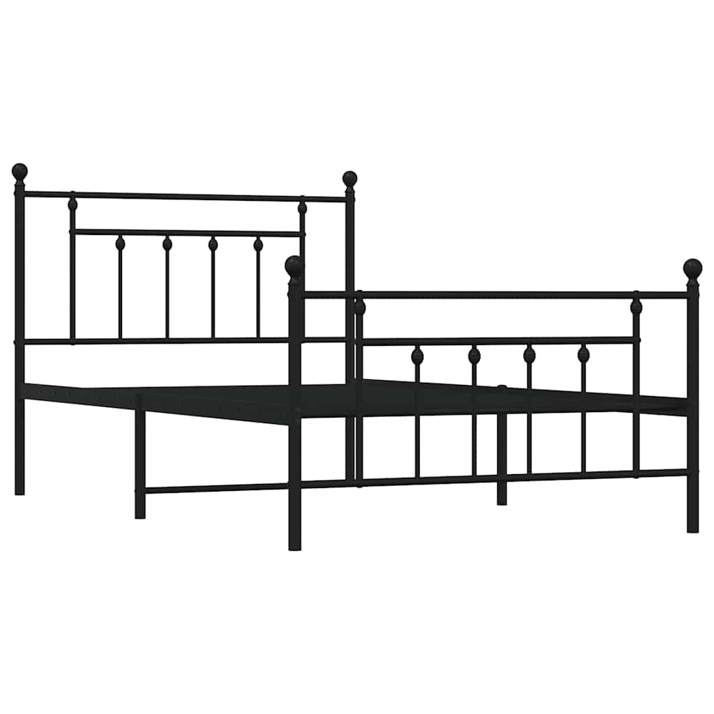 Estrutura de cama com cabeceira e pés 100x200 cm metal preto