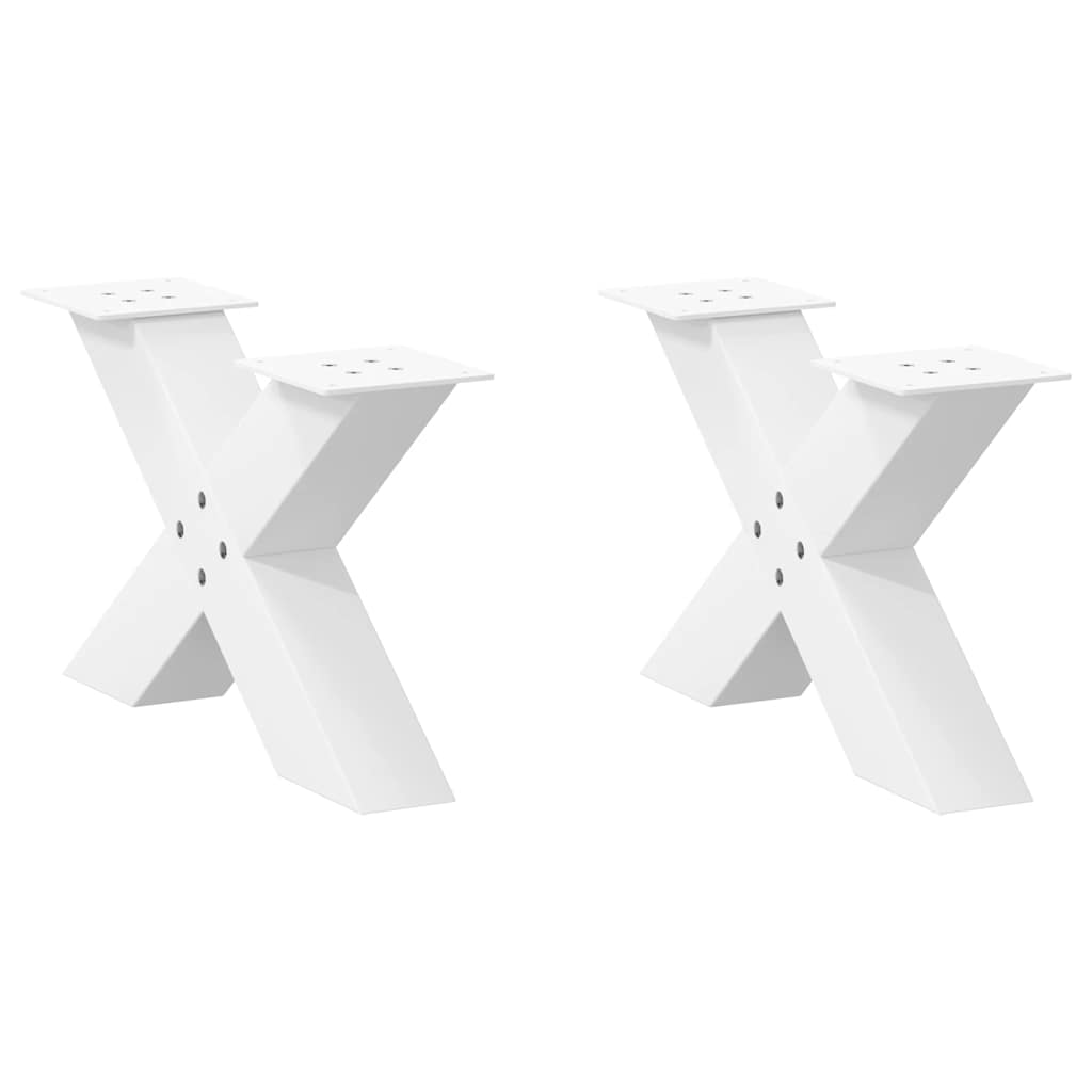 Pés para mesa de centro em formato de x, 2 peças, branco, 50x(30-31) cm, aço