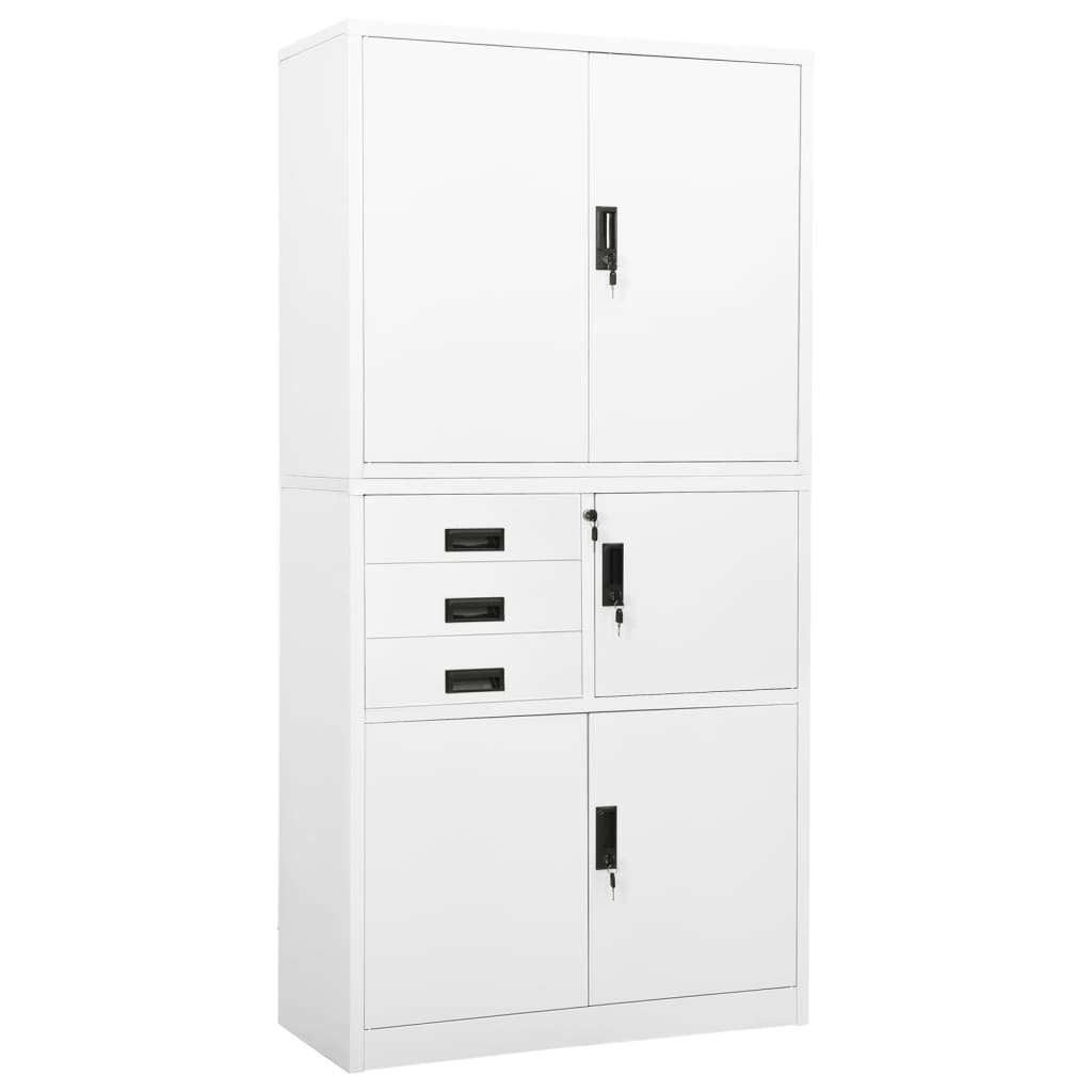 Armário de escritório 90x40x180 cm aço branco