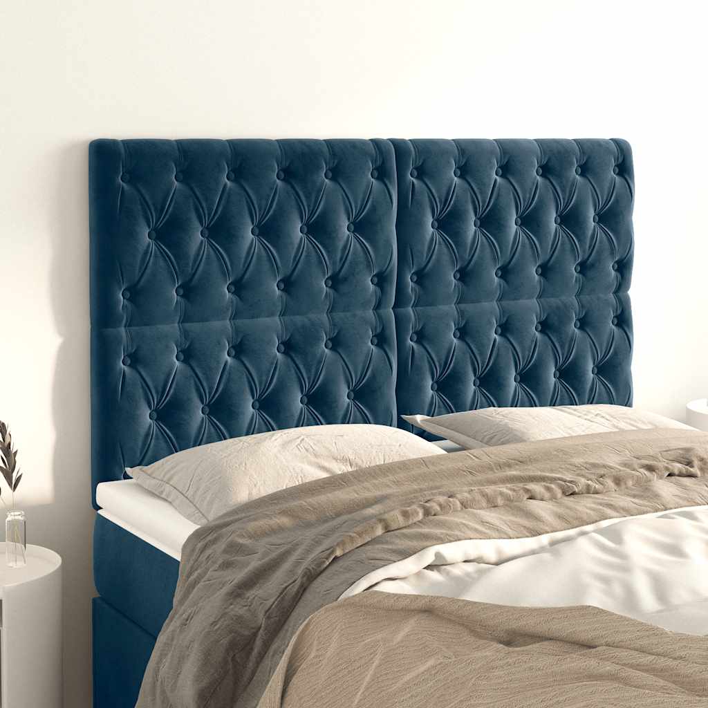 Cabeceira azul escuro 144x7x118/128 cm veludo