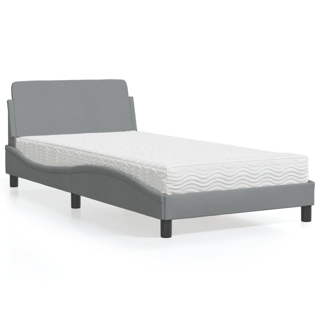 Cama com colchão dover 100x200 cm tecido cinzento-claro