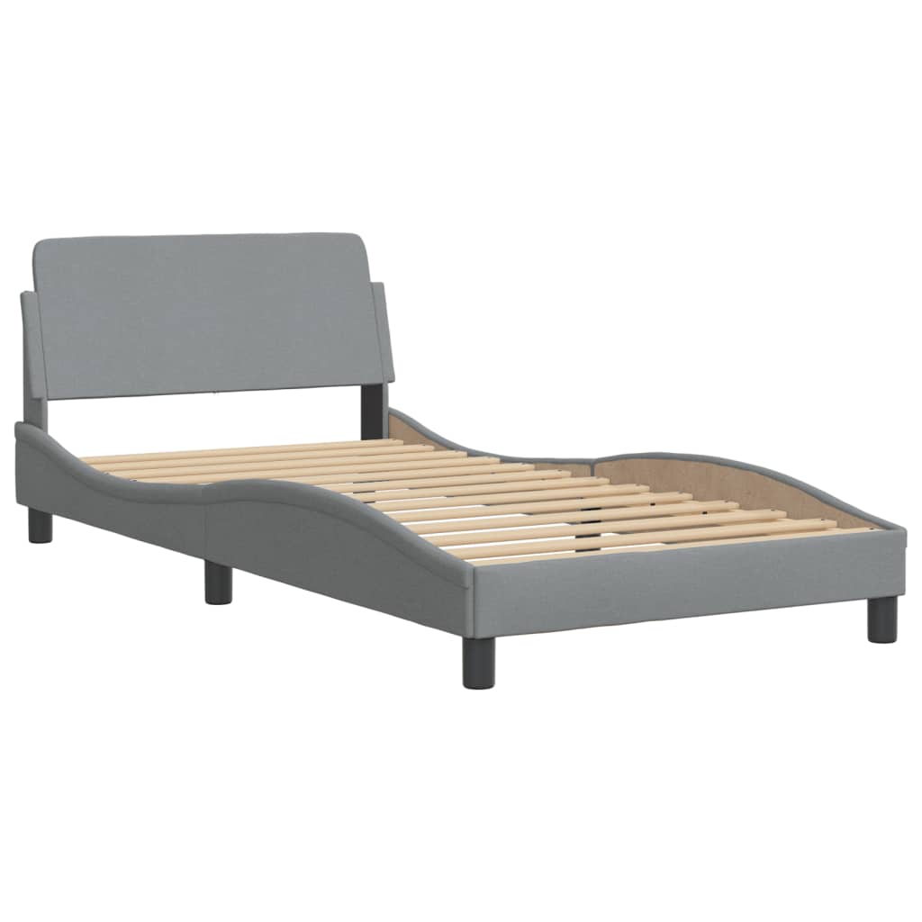 Cama com colchão dover 100x200 cm tecido cinzento-claro