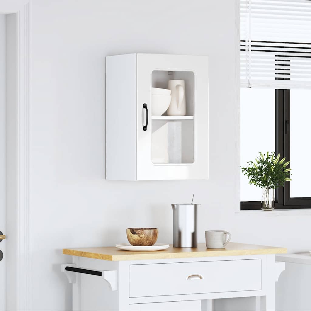 Armário parede de cozinha porta vidro kalmar branco alto brilho