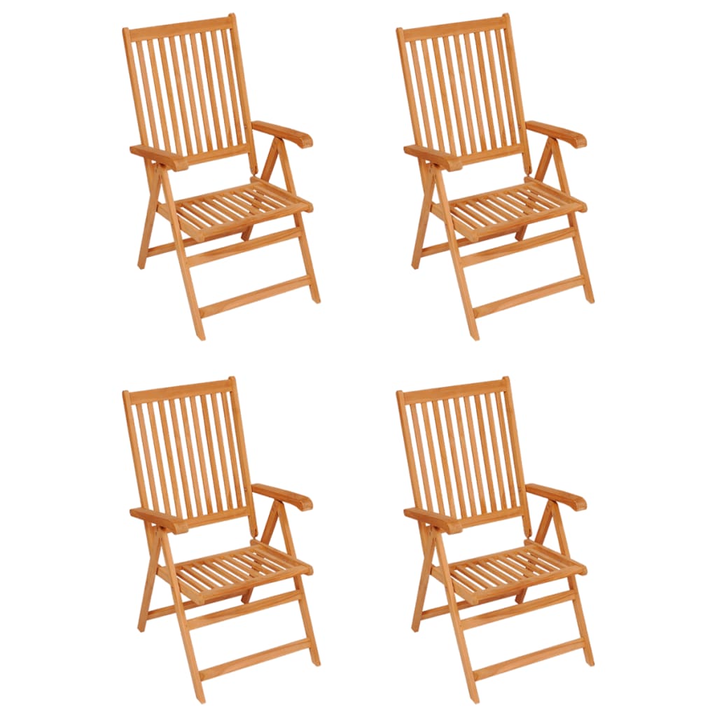 Cadeiras de jardim c/ almofadões bege 4 pcs teca maciça