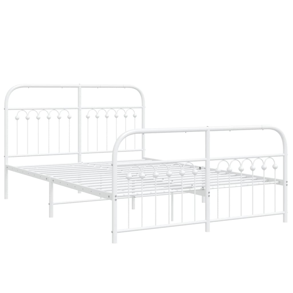 Estrutura de cama com cabeceira e pés 140x200 cm metal branco