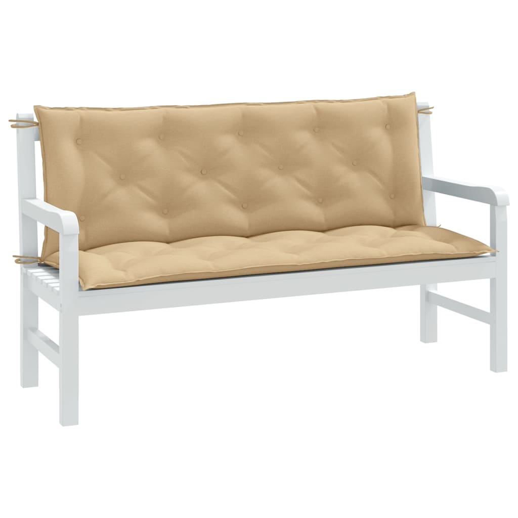 Almofadões banco jardim 2pcs 150x50x7 cm mesclado tecido bege