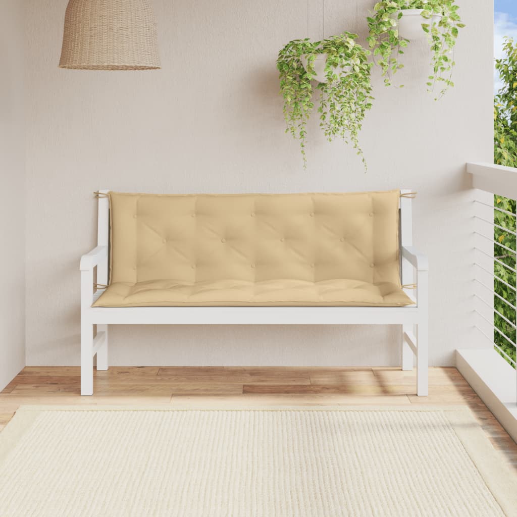 Almofadões banco jardim 2pcs 150x50x7 cm mesclado tecido bege