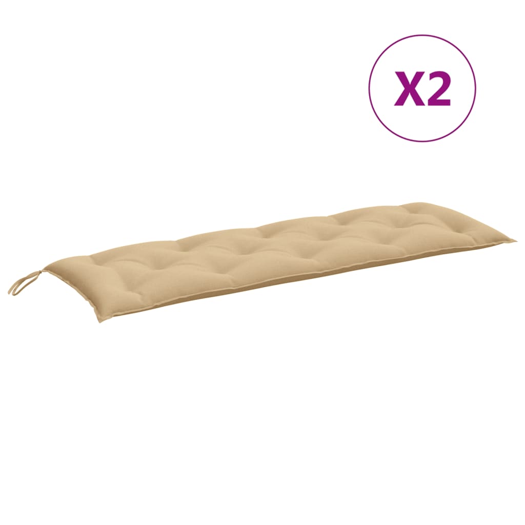 Almofadões banco jardim 2pcs 150x50x7 cm mesclado tecido bege