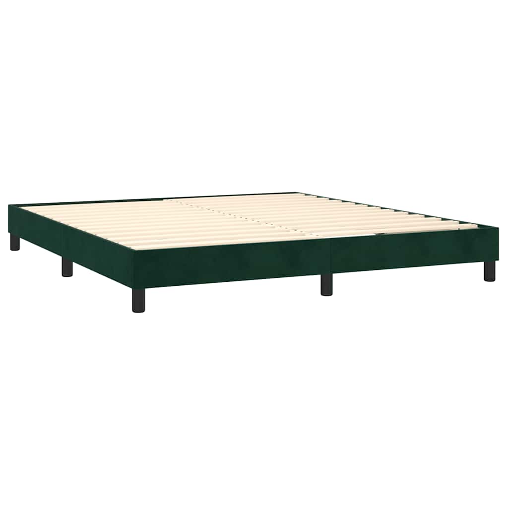 Cama com molas/colchão 180x200 cm veludo verde-escuro