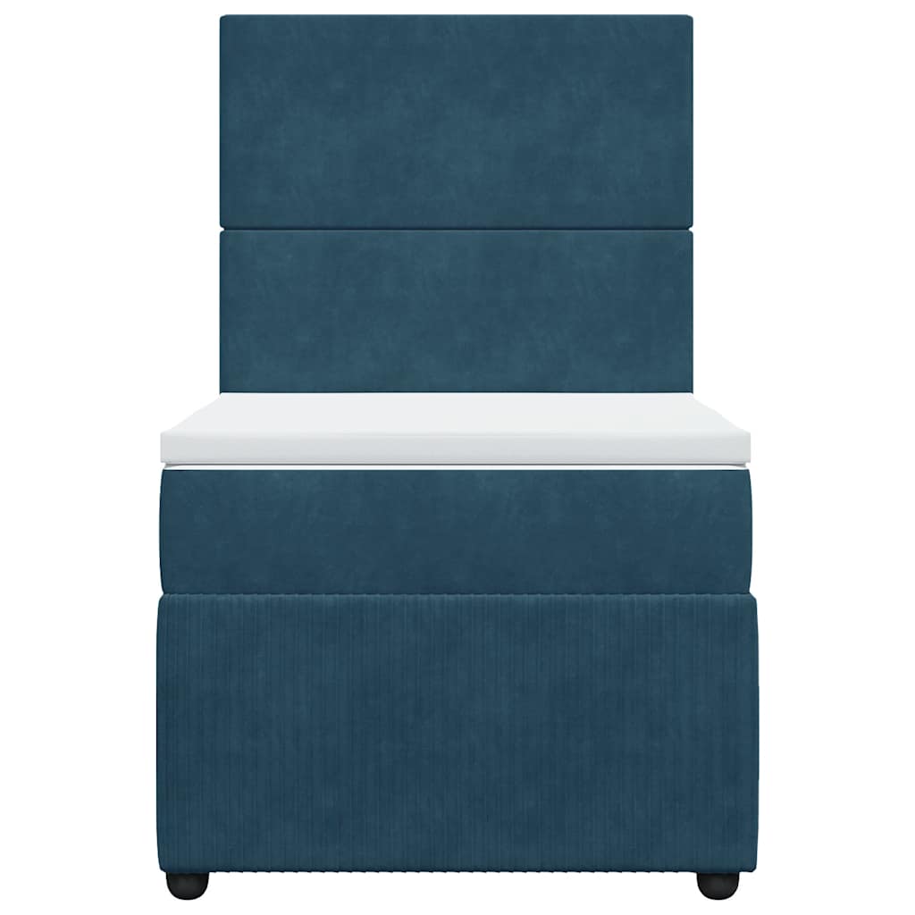 Cama com molas/colchão 100x200 cm veludo azul-escuro
