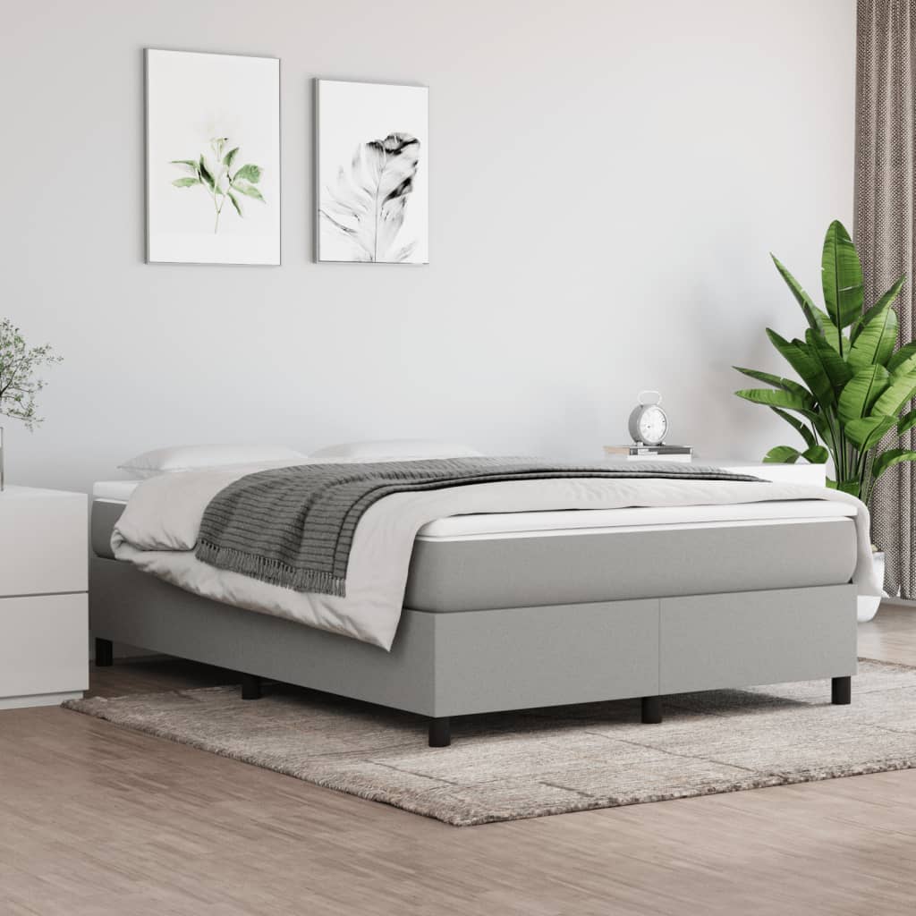 Estrutura de cama com molas 140x200 cm tecido cinzento-claro