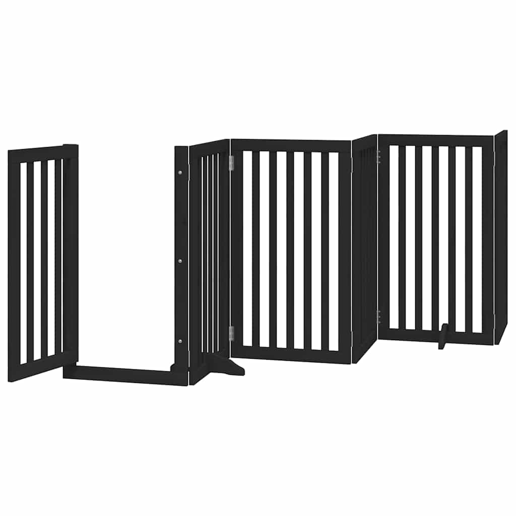 Portão p/ cães com porta dobrável 15 painéis 750 cm álamo preto