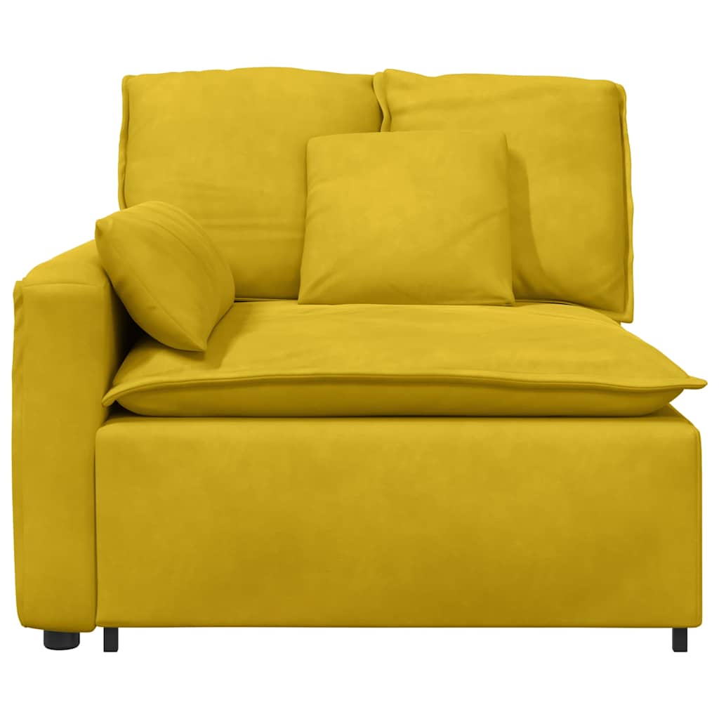 Módulo de extremidade de apoio de braço para sofá modular com almofadas, amarelo, 100 cm