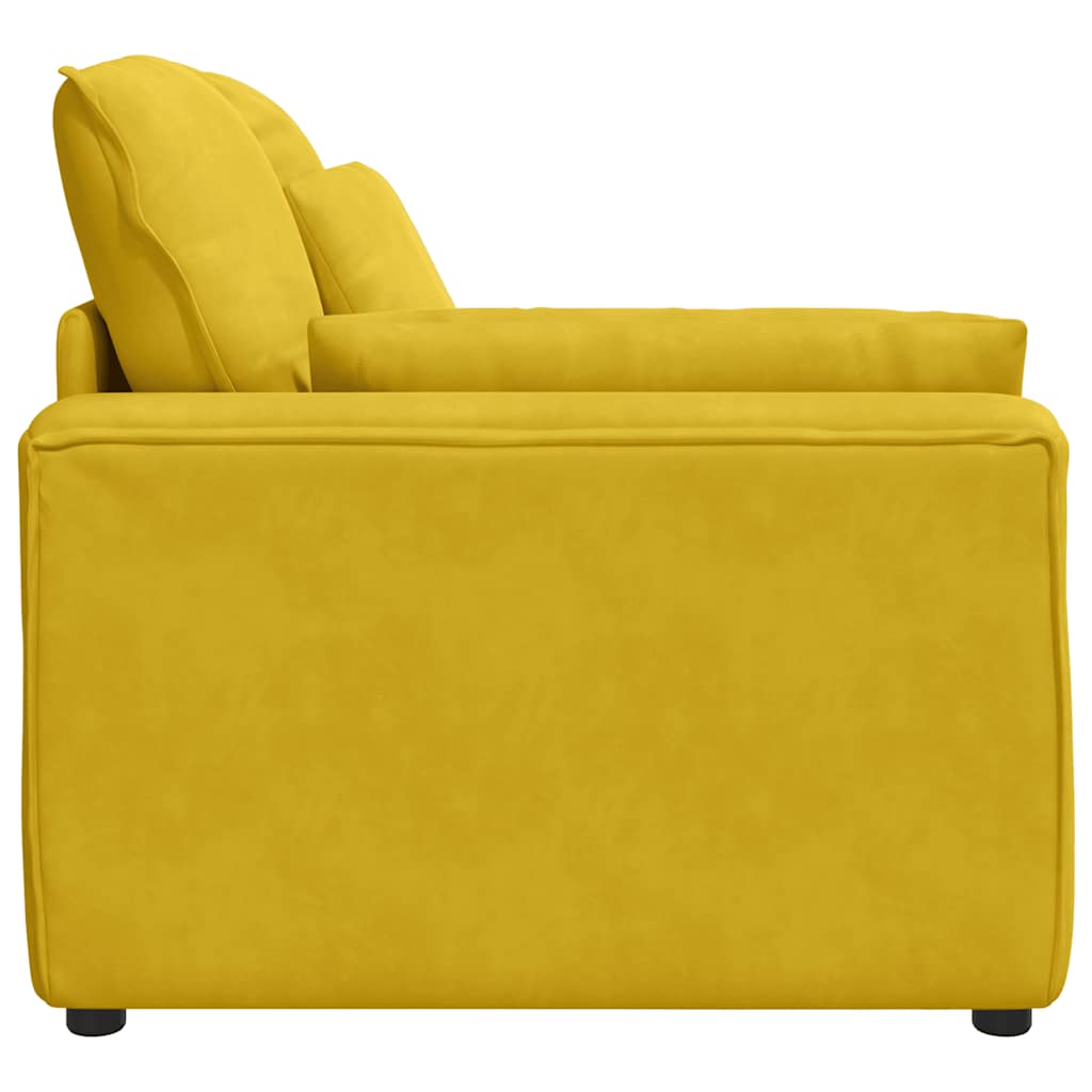 Módulo de extremidade de apoio de braço para sofá modular com almofadas, amarelo, 100 cm