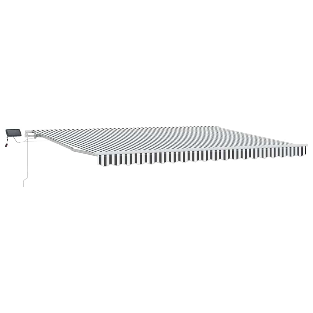 Toldo retrátil manual com luzes LED 450x300 cm antracite/branco