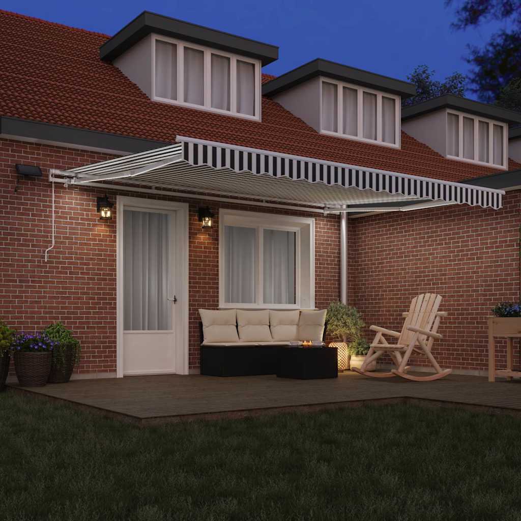 Toldo retrátil manual com luzes LED 450x300 cm antracite/branco