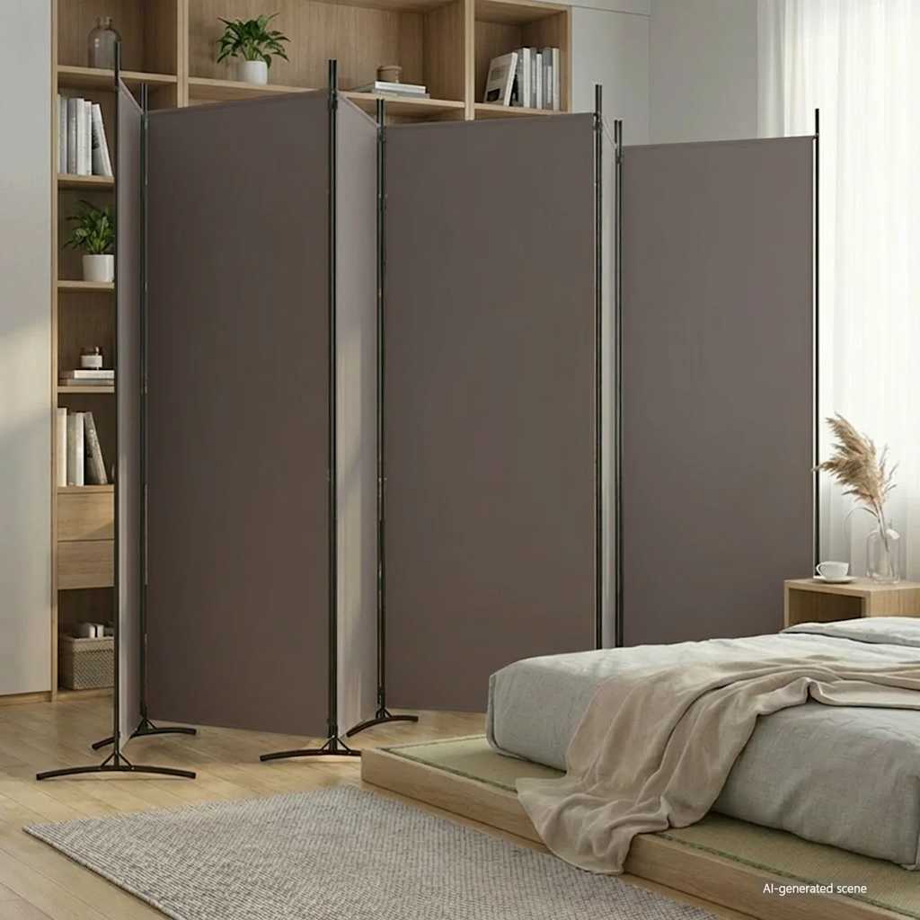 Divisória de quarto com 6 painéis 520x180 cm tecido antracite
