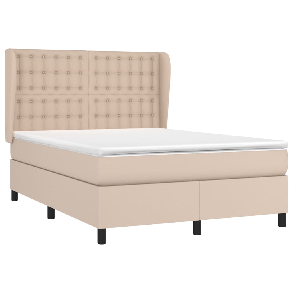 Cama com molas/colchão 140x200 cm couro artificial cappuccino