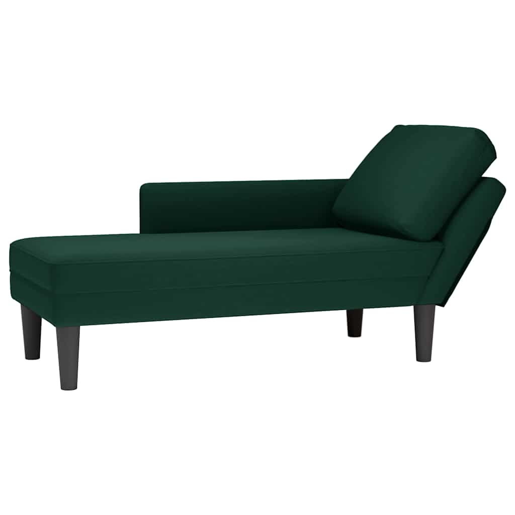 Chaise lounge c/ almofada/apoio de braços direito veludo