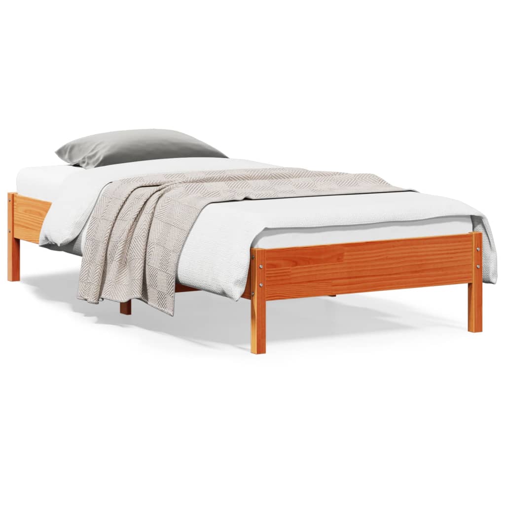 Cama sem colchão 90x200 cm pinho maciço castanho-mel