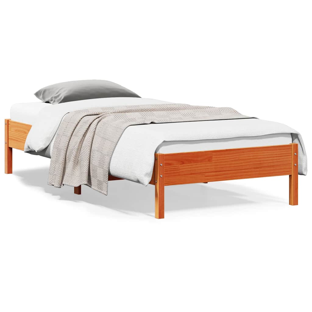Cama sem colchão 90x200 cm pinho maciço castanho-mel