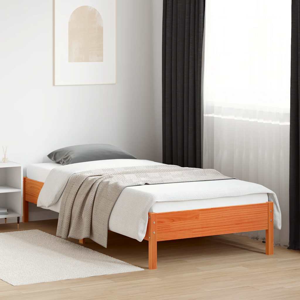 Cama sem colchão 90x200 cm pinho maciço castanho-mel