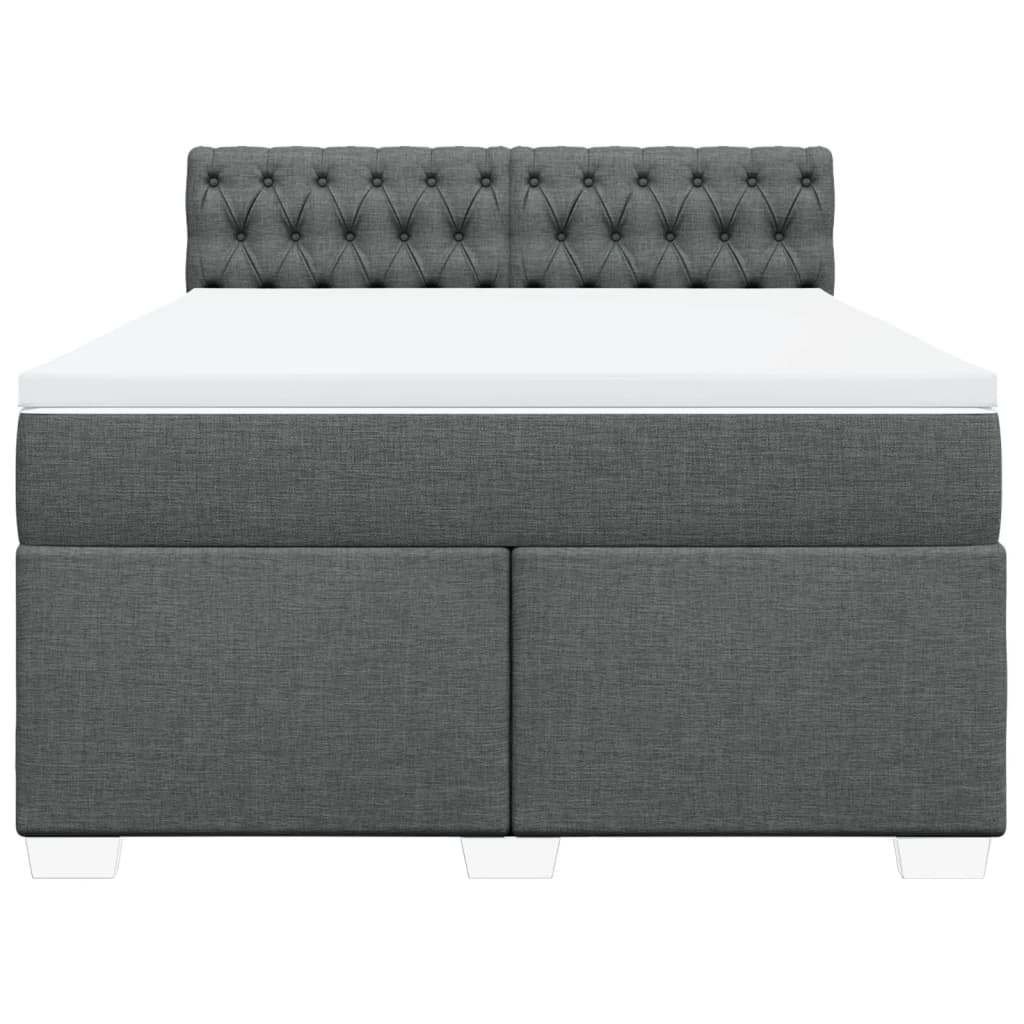 Cama com molas/colchão 140x190 cm tecido cinzento-escuro