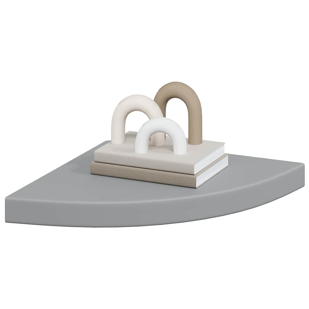 Prateleira de canto suspensa 35x35x3,8 cm MDF cinzento