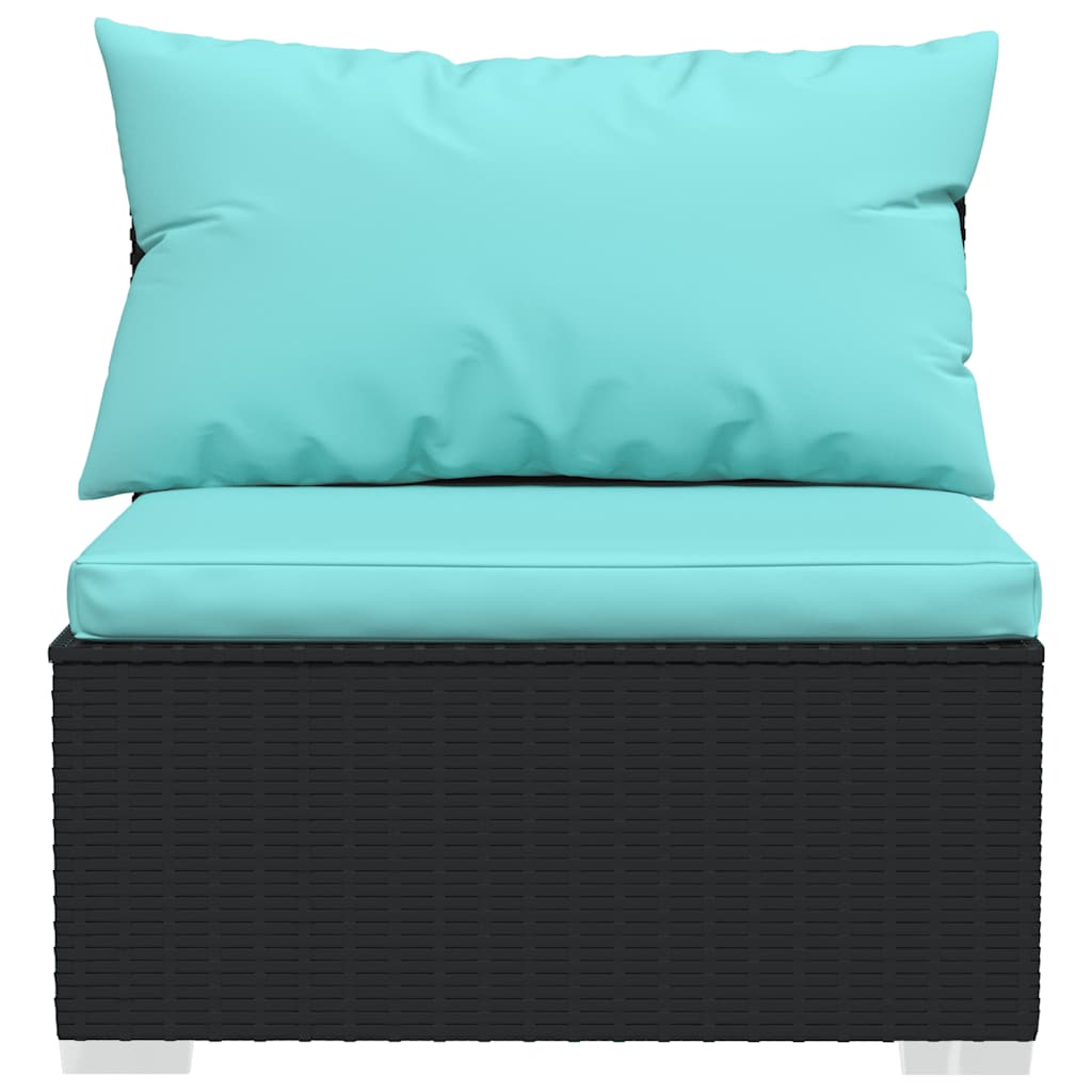 4 Pcs conjunto lounge de jardim c/ almofadões vime PE preto