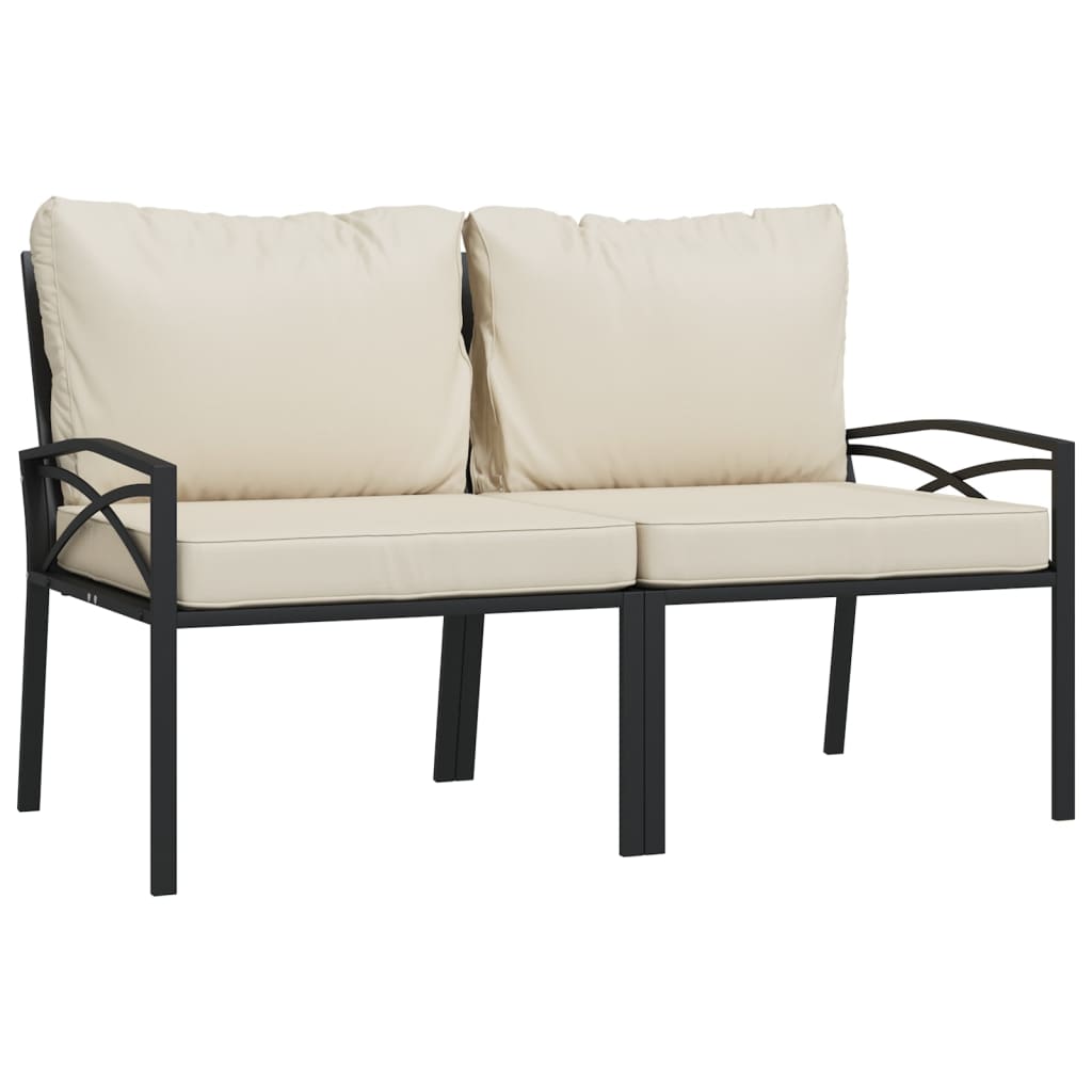 6 Pcs conjunto lounge de jardim aço c/ almofadões areia