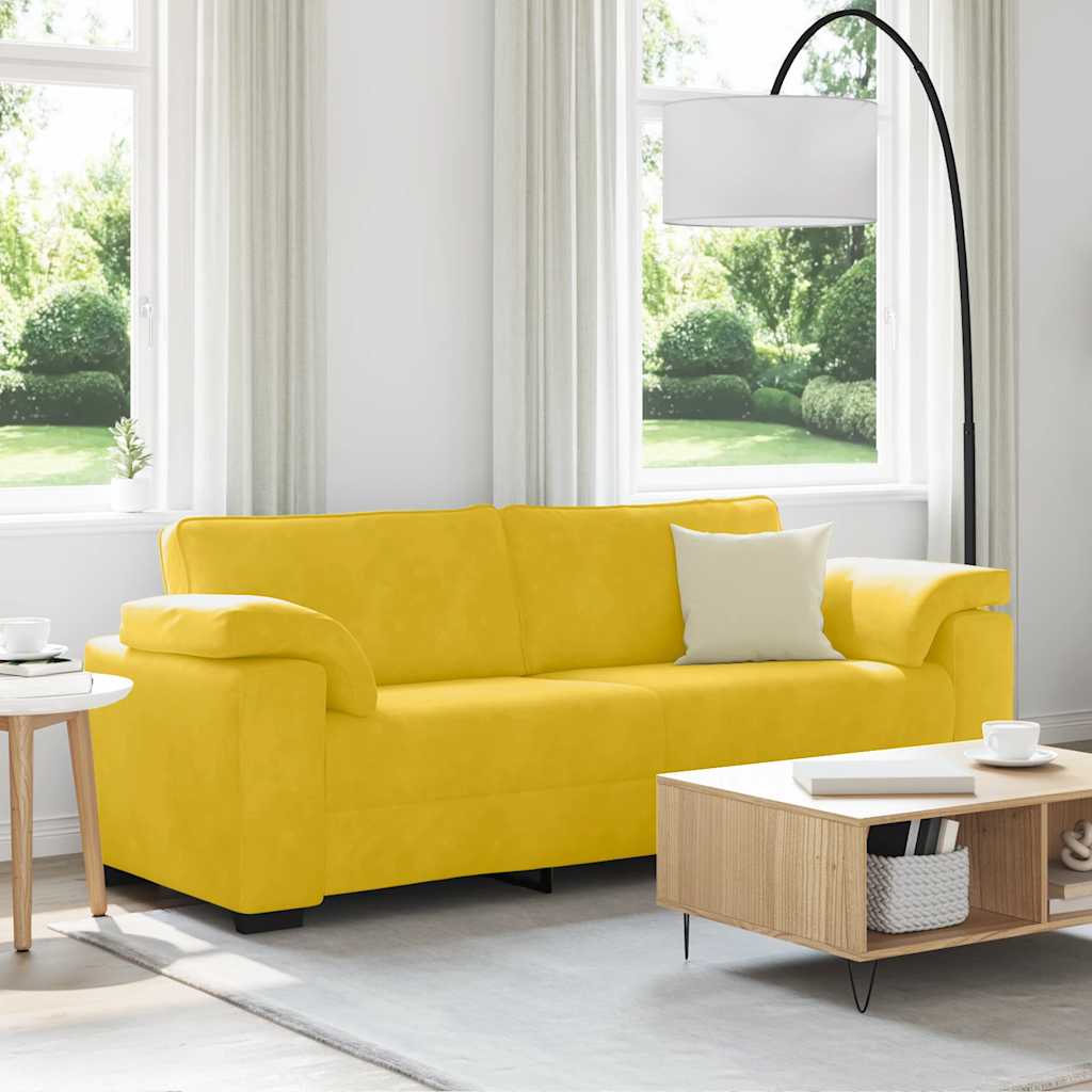 Sofá de 3 lugares 220x77x82 cm veludo amarelo