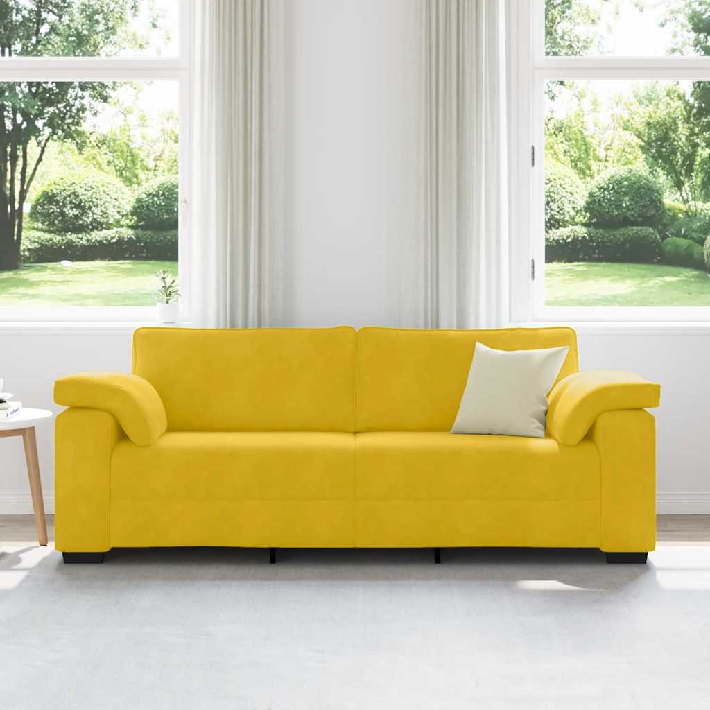 Sofá de 3 lugares 220x77x82 cm veludo amarelo